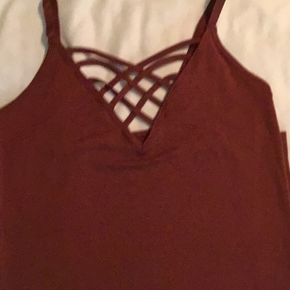 NWT - Zenana camisole/tank tops. Brown V neck, Black round neck. Pretty detail. - Picture 3 of 6